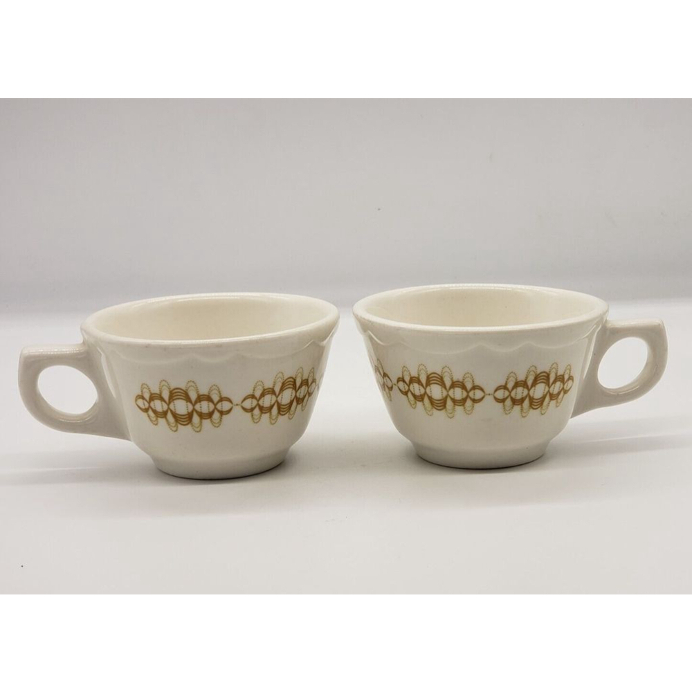 2 vintage Atomic MCM Buffalo China Coffee TeaCups Mugs Kitchen Diner Retro